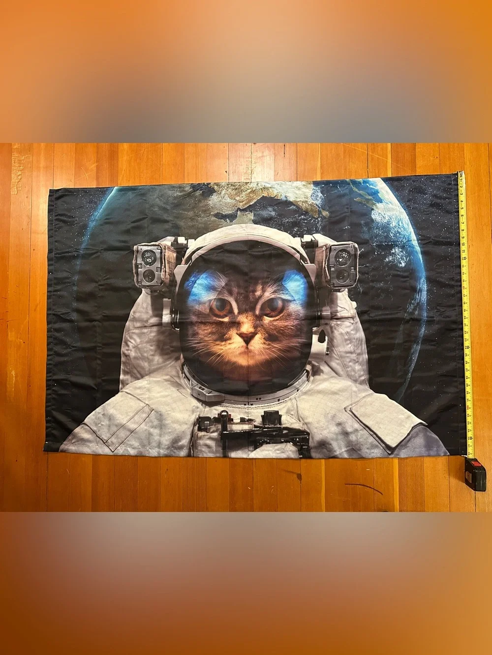 Space Cat Tapestry, Astronaut Cosmonaut space Suit Kitty wall tapestry poster